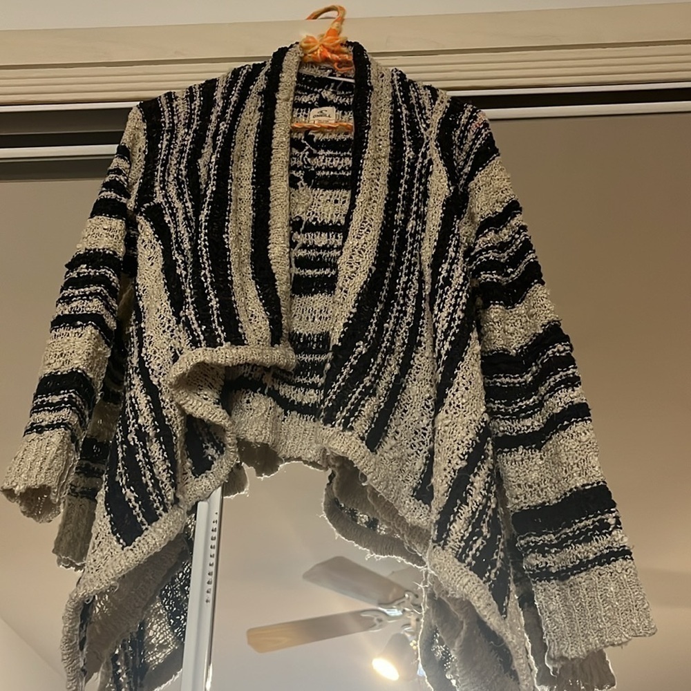 O’Neill waterfall boho skater stripe open knit crochet sweater coastal cardigan - Picture 6 of 6